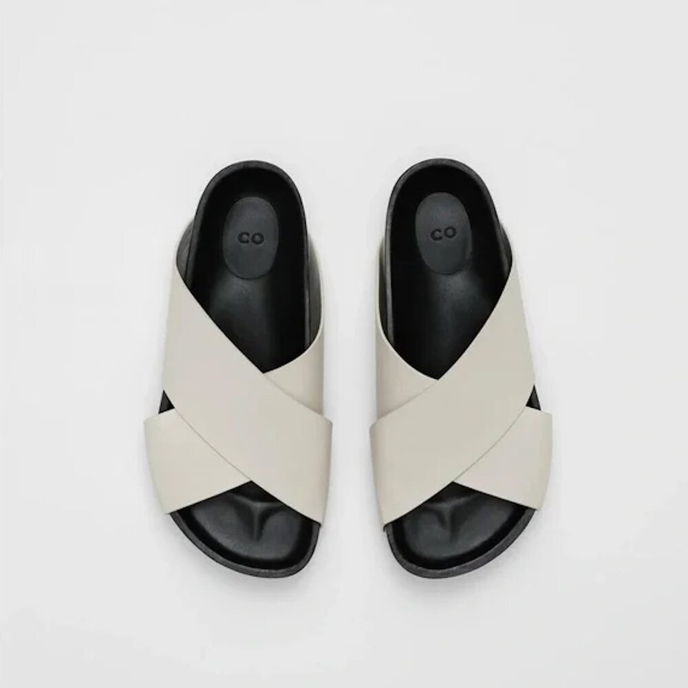 CO Collections Cross Slide Sandal in Smooth Leather